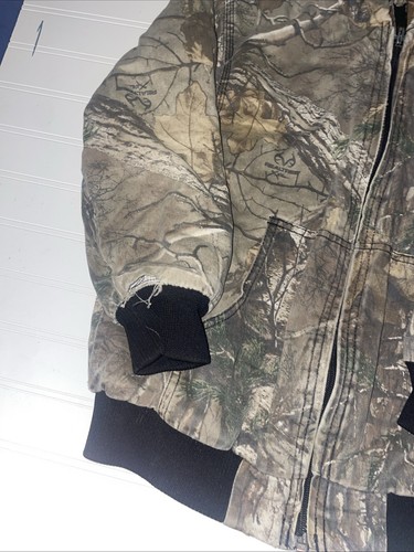 Berne Youth Medium 10-12 Jacket Hooded Lined Zip Work Wear Canvas Camo - Picture 2 of 17
