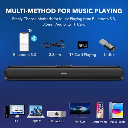 Soundbar do PC Bezprzewodowy soundbar USB Bluetooth Komputer Głośnik AUX FM DHL - Zdjęcie 9 z 14
