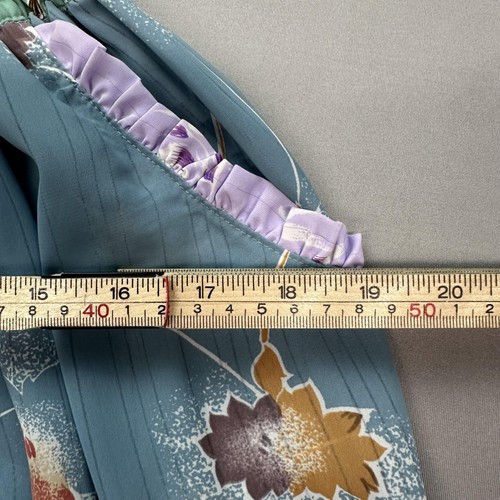 Vintage Diane Freis Kleid Damen mittelblau Blumen Maxi Schalkragen 80er Boho - Bild 19 von 19