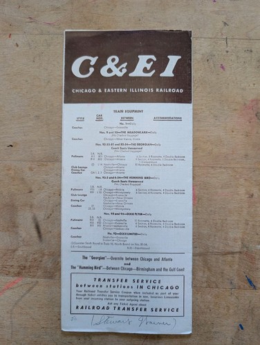 VTG C&EI Chicago & Eastern Illinois Railroad Public Timetable 1960 Dixie Flyer - Picture 4 of 12