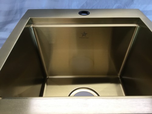 STARSTAR Workstation 15"x15”x9” Topmount Single Gold Tone Kitchen Sink SCRATCHES - Picture 15 of 22