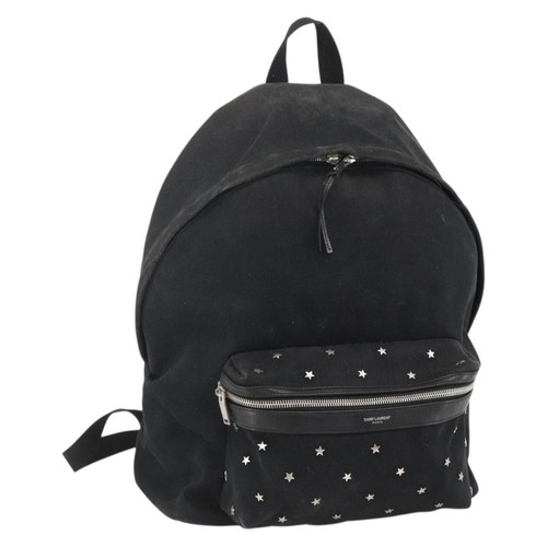 SAINT LAURENT Backpack Canvas Black Silver Auth bs34220
