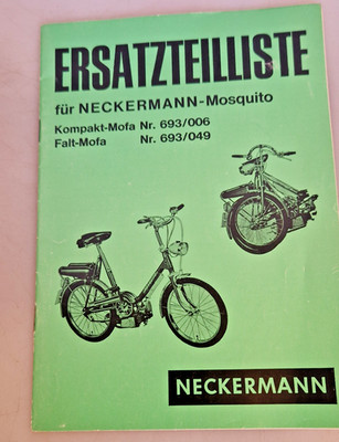 Neckermann Mosquito Orig. Moped Spare Parts List v.3/68 for Compact and Folding Moped