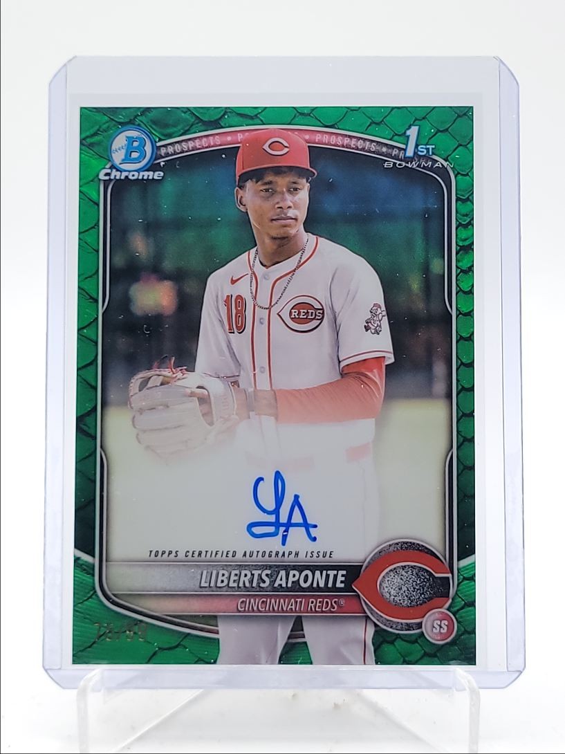 LIBERTS APONTE 2025 BOWMAN CHROME 1ST GREEN REPTILIAN AUTO /99 Q4019