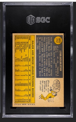 NOLAN RYAN 1970 TOPPS SGC 7 ! *JUST GRADED ! *DEAD CENTERED ! *KEY HIGH # IN SET - Picture 2 of 2