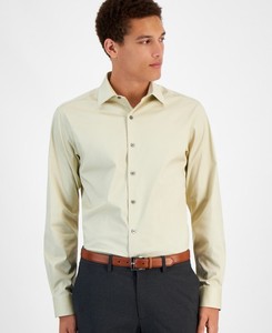 Alfani Men's Slim-Fit Temp Regulating Dress Shirt brown rice 16-16.5 34-35