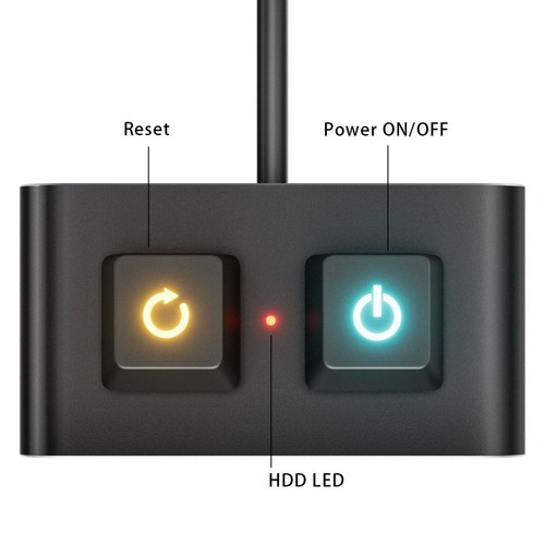 PC Power Button Desktop Switch Splitter ON Off Reset LED PC External Extension - Afbeelding 3 van 12