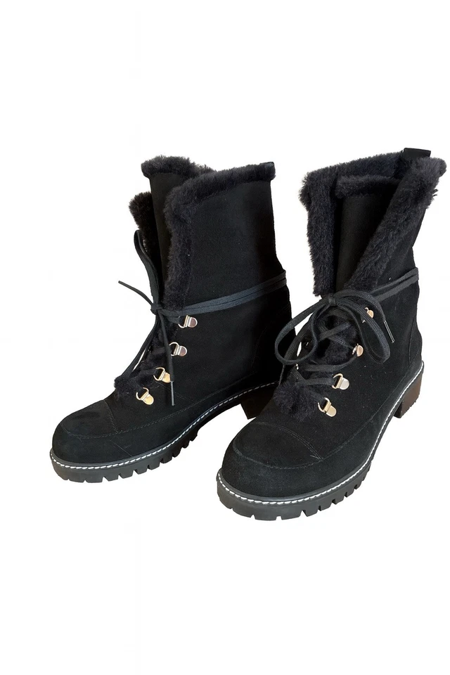 Botas de inverno Stuart Weitzman forradas de pele de camurça preta – Tamanho 8 M - Imagem 4 de 4