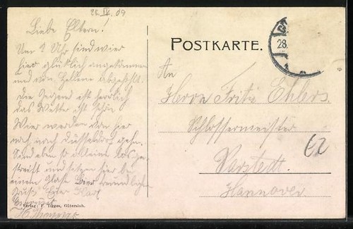 Gütersloh, Landschaft an der Dalke, Ansichtskarte 1909 - Picture 2 of 2