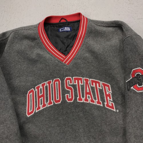 VINTAGE Ohio State Jacke Herren 2XL grau Windbreaker Pullover Fleece NCAA 90s - Bild 2 von 8