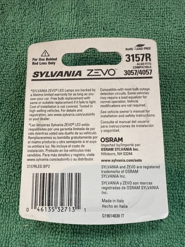 NUEVAS BOMBILLAS LED ROJAS BRILLANTES Sylvania ZEVO 3157R TAMBIÉN SE ADAPTA A 3057/4057 PAQUETE DE 2 - Imagen 7 de 8