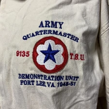 ARMY Quartermaster Corps jacket Fort Lee VA embroidered 1955-1978 Sportsmaster M