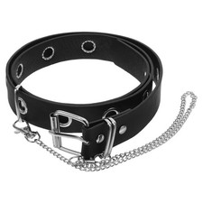 3pcs Gothic Punk Rivet Belt: Metal Rivet Waistbelt With Detachable Chain - Pu