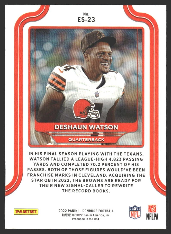 Deshaun Watson #ES-23 2022 Donruss Elite Series Cleveland Browns - Image 2 of 2