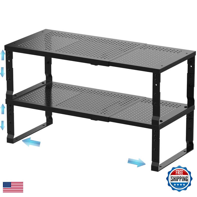 Zilvando Expandable Spice Rack Kitchen Cabinet Organizer - Stackable Adjustable