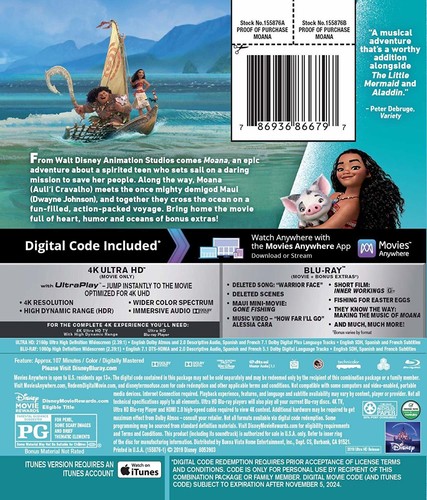 Moana (4K UHD / Blu-ray + Digital) NEW - Picture 2 of 3