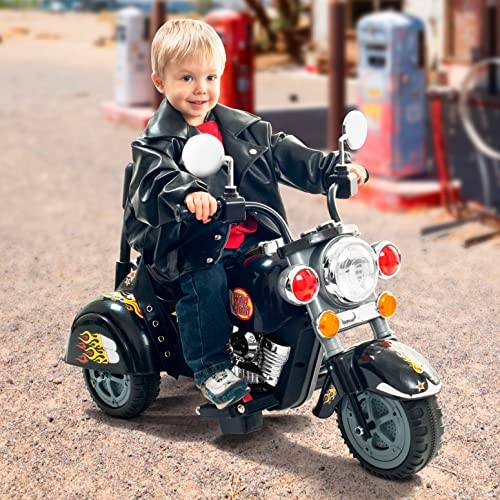 Kids Motorcycle - 3-Wheel Ride on Toy with Reverse, Sounds, and Black - Picture 7 of 7