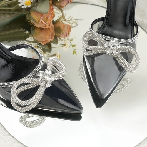 Damen-Heels glitzernde niedrige Absätze Slingback-Pumps 3,4 Zoll durchsichtig Pfennigabsatz - Bild 9 von 13