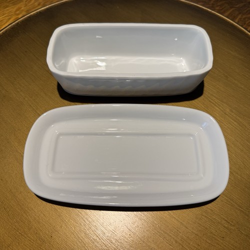 Plato de mantequilla Corelle Corning blanco remolino con tapa 81-TY A4 - Hecho en Nueva York, EE. UU.😋 - Imagen 6 de 7
