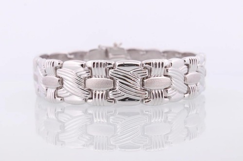 18k Woven Link Bracelet. 18k White Gold by RCI Braid Link bracelet. 23g 7.25in - Picture 1 of 9
