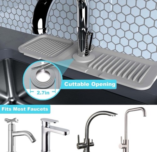 Kitchen Sink Splash Guard, 17.7"x 5.5", Silicone Faucet Splash Guard, 5• Slope🚰 - Picture 7 of 8