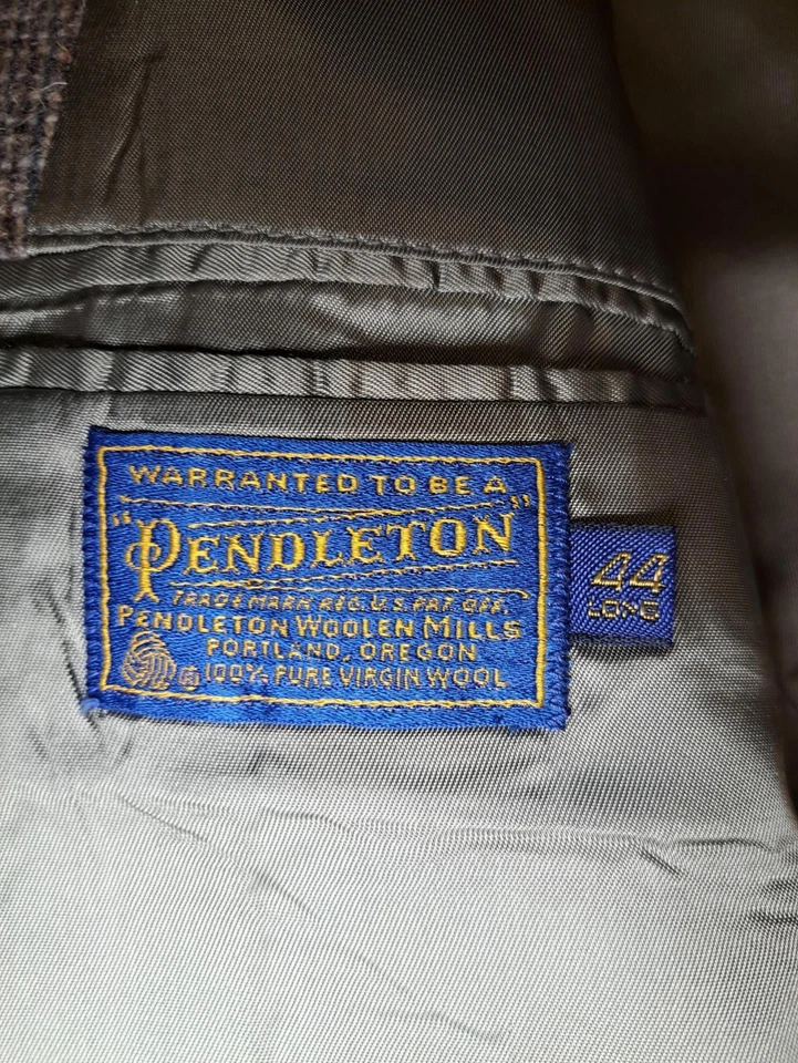 VINTAGE TWEED Pendleton Sport Coat Mens 44L Gray Virgin Wool - Image 2 of 4