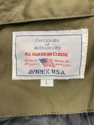 Avirex Military Jacket L Polyester Khk Plain 6172190 - Picture 3 of 5