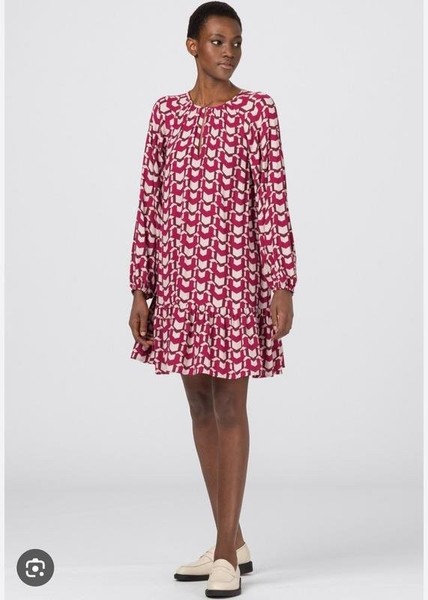 Women Hallhuber Dress Burgundy Viscose 42 / XL /