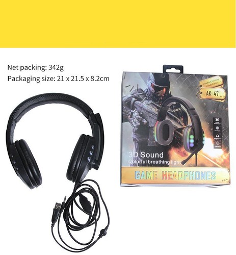 ｀Headphones Gaming Headset Colorful Led Marquee Wired Gaming E Sports Lumin - Afbeelding 1 van 11