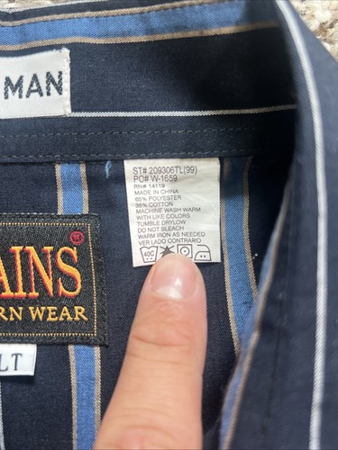 Vintage plains western wear pearl snap tall Man Size Lt - Picture 3 of 5