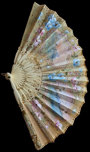 Feiner antiker Ende 19. MUSEUM Qualität europäischer handbemalter geschnitzter Fächer ca 1890 - Bild 19 von 24