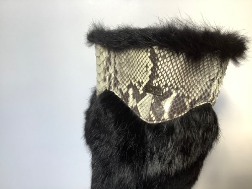 Vintage Strena Python and real fur knee boots US9 - Picture 5 of 23