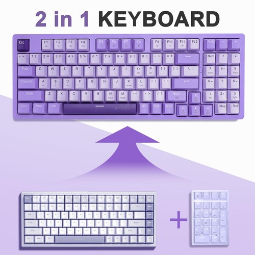 Mechanical Gaming Keyboard USB Wired Compact with Number Pad, Purple Led Back... - Picture 5 of 7