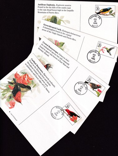 1999 Tropical Birds UX293-UX296 Fleetwood postal card set parrot hummingbird - Picture 2 of 3