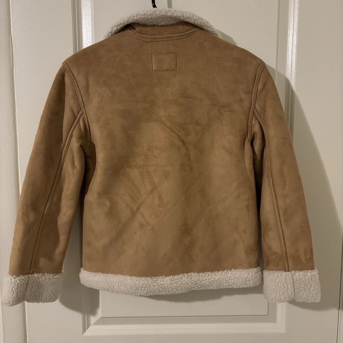 Old Navy Girls Faux Suede Sherpa Lined Tan Jacket w/ Pockets Size L 10-12