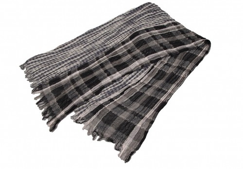 Y's Check Pattern Switching Fringe Stole(K-126422) - Picture 2 of 6