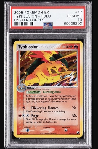 2005 POKEMON EX UNSEEN FORCES #17 TYPHLOSION-HOLO PSA 10 POP 54