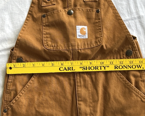 Carhartt Brown Youth 7 Overalls Bibs Canvas Straps Double Knee Unlined Work FLAW - Picture 4 of 10