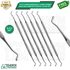 6 Pcs Acorn Burnisher 21 Double Ended Amalgam Composite Dental Filling Set