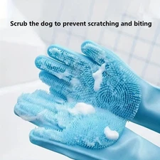 Pet Grooming Silicone Gloves Dog Cat Hair Remover Bath Cleaning Scrubber