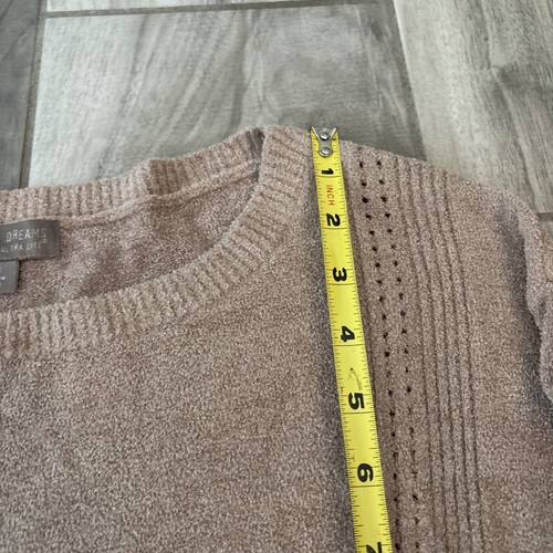 Suéter Barefoot Dreams CozyChic Lite Cuello Redondo Talla XS Marrón Acanalado Suave - Imagen 6 de 8