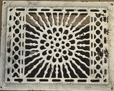 ANTIQUE CAST IRON FLOOR REGISTER GRATE SHABBY CHIPPY 14x10 VINTAGE OLD RARE