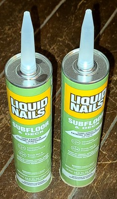 #ad #ad Lot of 2 LIQUID NAILS Subfloor amp; Deck 10 oz. Tubes of CONSTRUCTION ADHESIVE $14.80