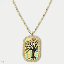 Amazing Colorful Tree of Life Pendant Necklace Chain Graphic Dog Tag Chain Gift