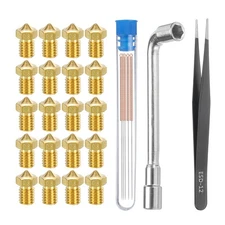 3D Nozzles Kit, 20pcs 3D Printer Brass Nozzles 0.8mm, 5pcs Cleaning Needles