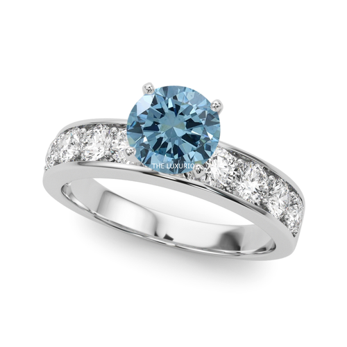 Round Cut Diamond Ring 950 Platinum 1.80 Carat IGI Lab Grown Fancy Intense Blue - Picture 6 of 11