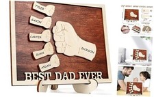 Best Dad Ever Father's Day Wood Sign Plaque 11.4''x9.2'' , Daddy Fist Bump