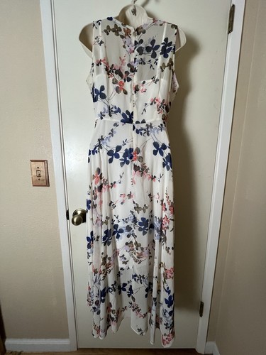 Romantic Tommy Hilfiger Dress Sz 4 Sheer Floral Midi Sleeveless Slip Lining - Picture 6 of 12