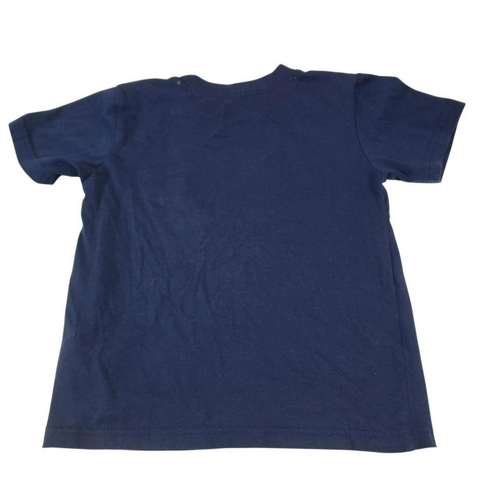 Футболка Life is Good, детская 6, однотонная синяя с желтой графикой Lucky Dog, б/у в отличном состоянии - Изображение 2 из 4