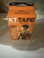 KT Tape Pro Wide Strips 10 Precut 10 Inch Black Support for Muscles and Joints
